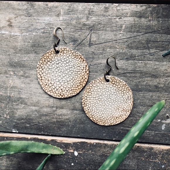 Large Leather Handmade Earrings - Picture 6 of 6